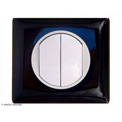 Double interrupteur ou Va-et-vient Céliane Complet Noir - Avec griffes - CCN005G