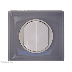 Double interrupteur ou Va-et-vient Céliane Complet Gris Perle - Avec griffes - CCGP005G