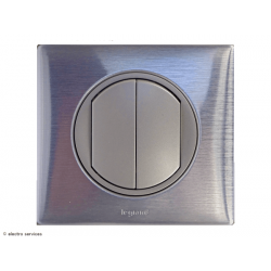 Double interrupteur ou Va-et-vient Céliane Complet Aluminium - Avec griffes - CCA005G