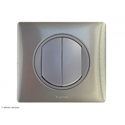 Double interrupteur ou Va-et-vient Céliane Complet Titane - Avec griffes - CCT005G