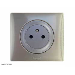 Prise de courant 2P+T Surface Céliane Complet Titane - Avec griffes - CCT010G