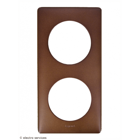 Plaque Céliane™ Métal 2 postes Legrand | Finition design Chocolat