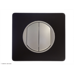 Double interrupteur ou Va-et-vient Céliane Complet Basalte - Avec griffes - CCBA005G