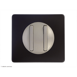 Double Interrupteur ou Va-et-vient Doigt Etroit Céliane Complet Basalte - Avec griffes - CCBA011G