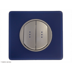 Double poussoir à Voyant Lumineux Céliane Complet Schiste - Avec griffes - CCS012G