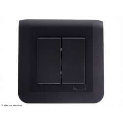 Double poussoir ou poussoir inverseur Mosaic Legrand Noir complet - Avec griffes - MCN005G