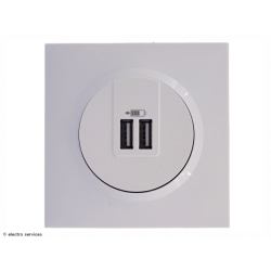 Double chargeur USB type-A Dooxie complet Blanc - Avec griffes - DCB017G