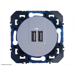 Double chargeur USB type-A Dooxie - Aluminium - LEG600443