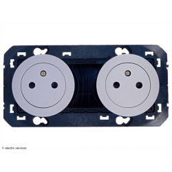 Double prise de courant Surface 2P+T Dooxie - Aluminium - LEG600432