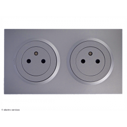 Double prise de courant Surface Dooxie complet Alu - Sans griffes - DCA015