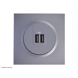 Double chargeur USB type-A Dooxie complet Alu - Avec griffes - DCA017G