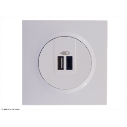 Double chargeur 1 USB Type-A + 1 USB Type-C Dooxie complet Blanc - Avec griffes - DCB014G