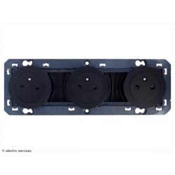 Triple prise de courant Surface 2P+T Dooxie - Noir - LEG600533
