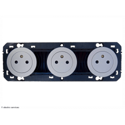 Triple prise de courant Surface 2P+T Dooxie - Aluminium - LEG600433