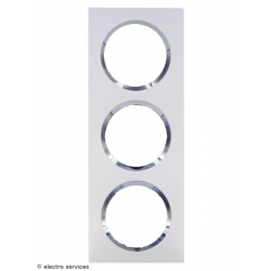 Plaque carrée dooxie 3 postes - Blanc avec bague chrome - LEG600843