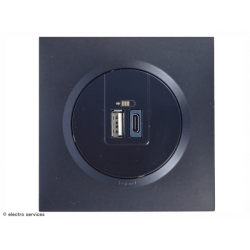 Double chargeur 1 USB Type-A + 1 USB Type-C Dooxie complet Noir - Avec griffes - DCN014G