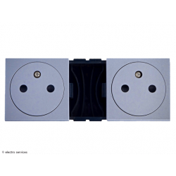Double prise de courant 2P+T Surface Mosaic Legrand - Aluminium - LEG79344
