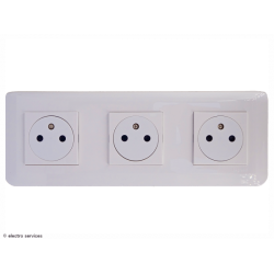 Triple prise de courant 2P+T Surface Mosaic Legrand Blanc complet - Sans griffes - MCB012