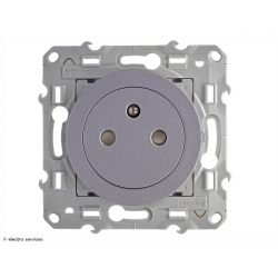 Prise de courant 2P+T affleurante Schneider Odace - Aluminium - SCHS530052