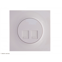 Prise double RJ45 cat.6 STP Odace Complet Blanc - Avec griffes - OCB007G