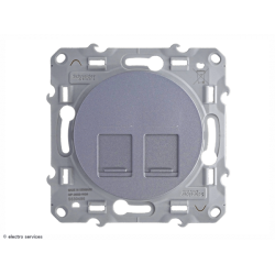 Prise double RJ45 cat.6 STP Schneider Odace - Aluminium - SCHS530486