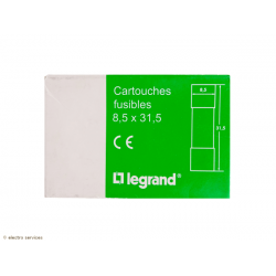 Cartouche Legrand 8.5x31.5mm avec voyant 20A - 10 pièces  - 012420