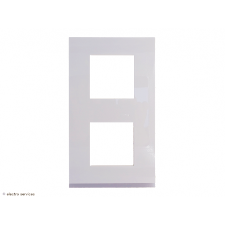 Plaque horizontale Hager Gallery – 2 postes, coloris blanc