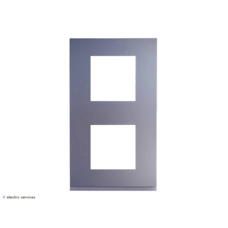 Plaque horizontale Hager Gallery – 2 postes, coloris titane
