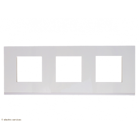 Plaque horizontale Hager Gallery – 3 postes, coloris blanc