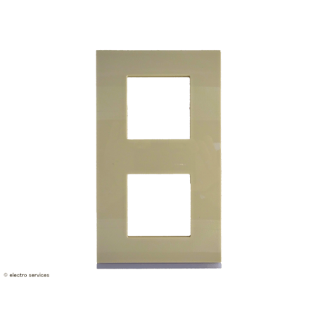 Plaque horizontale Hager Gallery – 2 postes, coloris champagne