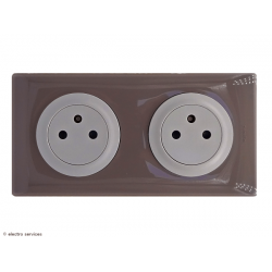 Double prise de courant 2P+T Surface Céliane Complet Galet - Sans griffes - CCG013