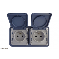 Double prise de courant 2P+T Plexo complet