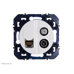 Prise TV-SAT + RJ45 cat6 STP compacte Dooxie - Blanc - LEG600358