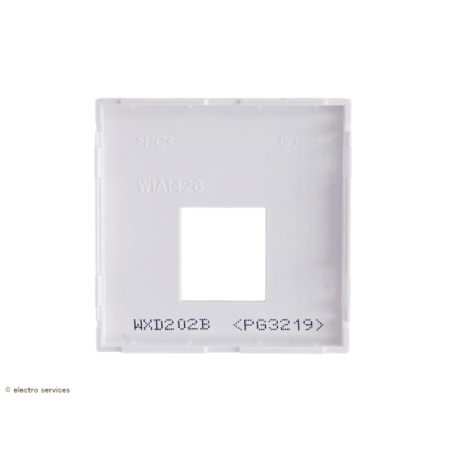 Enjoliveur prise RJ45 sans porte étiquette Hager Gallery WXD202B blanc face arrière