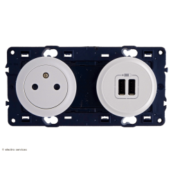 Prise de courant et chargeur double USB type-A Céliane Legrand - Blanc - LEG99508