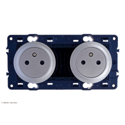 Double prise de courant 2P+T Surface Céliane Legrand - Titane - LEG99755