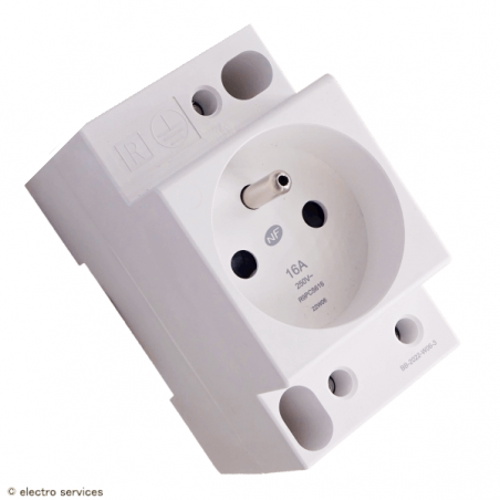 Prise modulaire 2P+T 16A 250V Schneider Resi9 R9PCS616 rail DIN