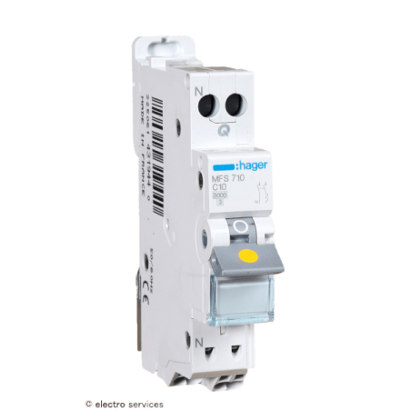 Disjoncteur automatique 10A 1P+N courbe C Hager MFS710 3kA