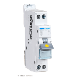 Disjoncteur 16A 1P+N courbe C 3kA Hager MFN716 1 module