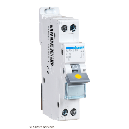 Disjoncteur 16A 1P+N courbe C 3kA Hager MFN716 1 module