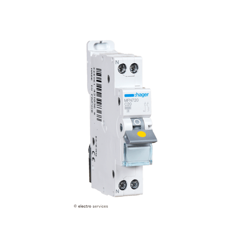 Disjoncteur C32a Hager Disjoncteur Hager 32A Courbe C - Phase Neutre, 3kA - Pour Tableau électrique, Protection Circuit - À Vis Disjoncteur 20a Hager