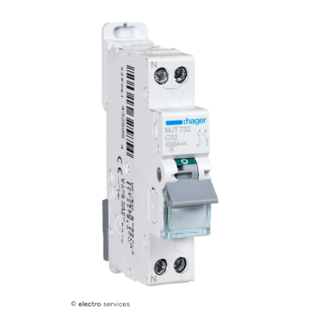 Disjoncteur 32A 1P+N courbe C 4.5–6kA Hager MJT732 1 module