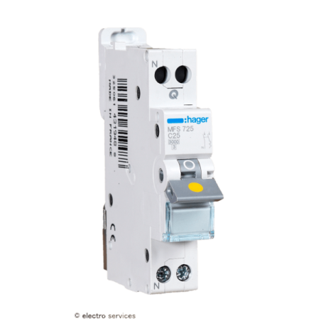 Disjoncteur 25A 1P+N courbe C Hager MFS725 3kA