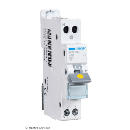 Disjoncteur 32A 1P+N courbe C Hager MFS732 3kA