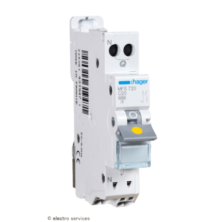 Disjoncteur 20A 1P+N courbe C Hager MFS720 3kA