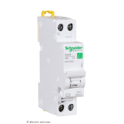 Disjoncteur 1P+N 2A courbe C Schneider Resi9 XP R9PFC602 peignable