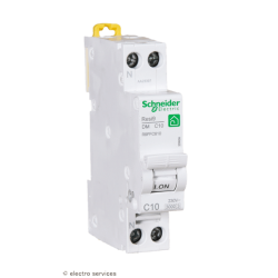 Disjoncteur 1P+N 10A courbe C Schneider Resi9 XP R9PFC610 peignable