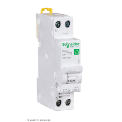Disjoncteur 1P+N 16A courbe C Schneider Resi9 XP R9PFC616 peignable