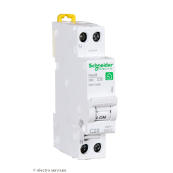 Disjoncteur 1P+N 20A courbe C Schneider Resi9 XP R9PFC620 peignable