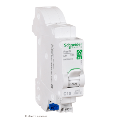 Disjoncteur 1P+N 10A courbe C Schneider Resi9 XE R9EFC610 embrochable